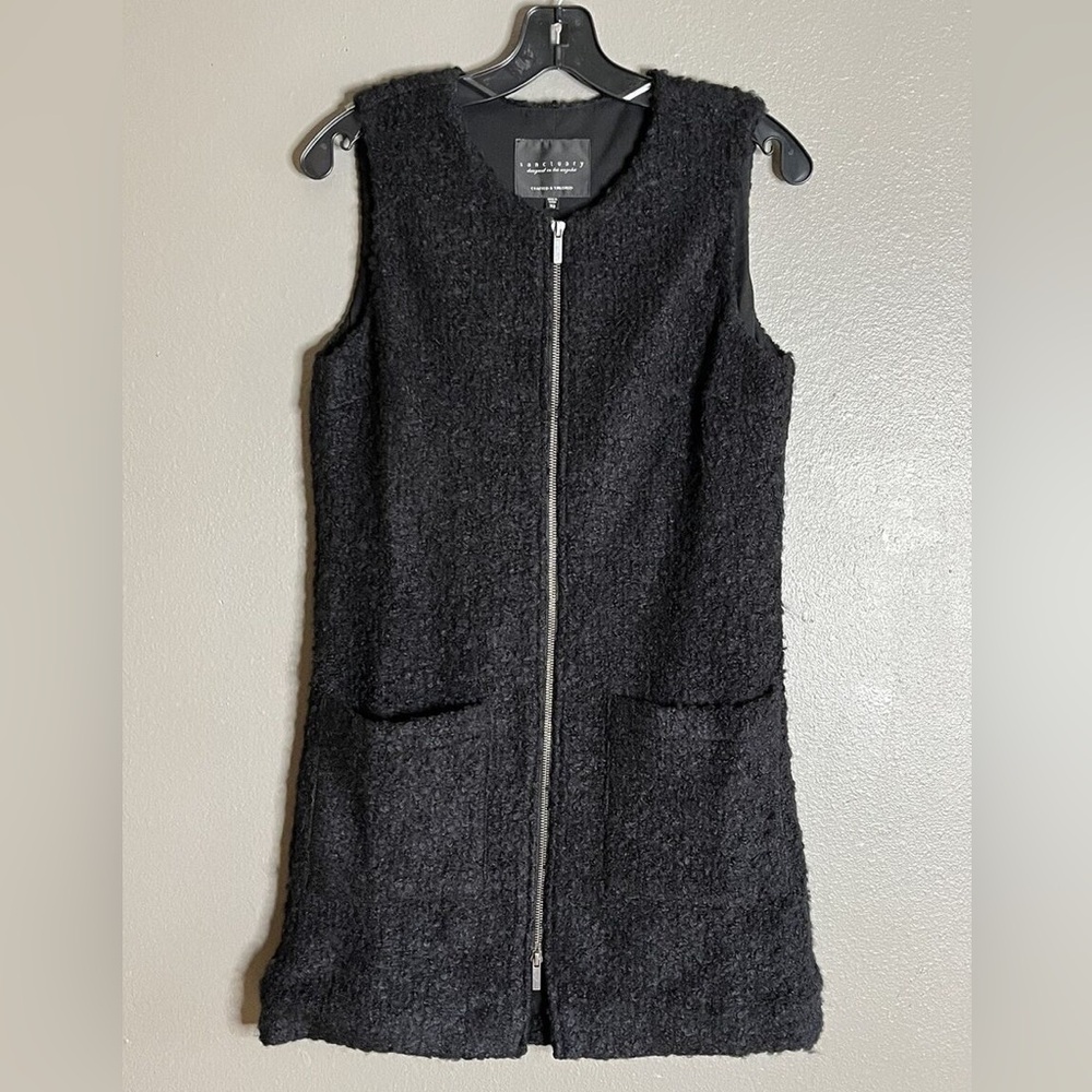 Sanctuary Sherpa Zip Mini Sweater Dress Sleeveless Lined
Black